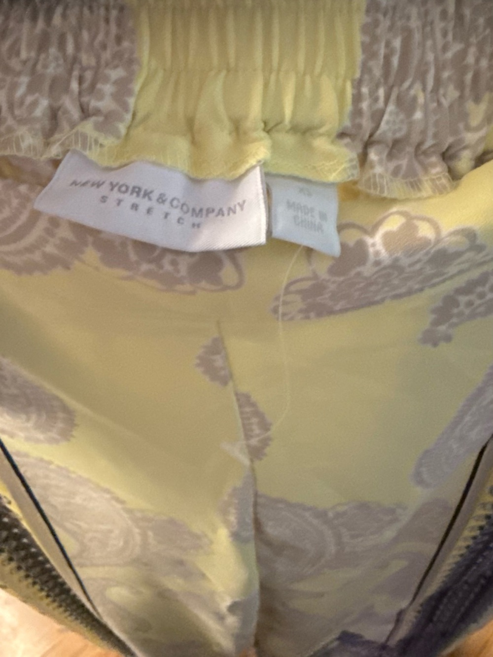 New York & Company Yellow Paisley Wide-Leg Pants - Picture 3 of 3